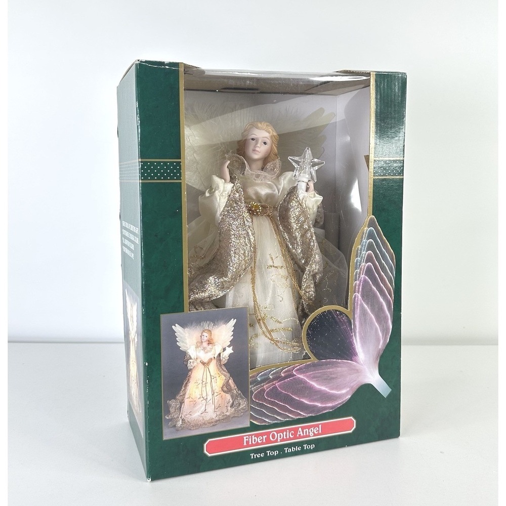 NIB Fiber Optic Holiday Christmas Angel Tree Topper Table Top Color Changing 12"